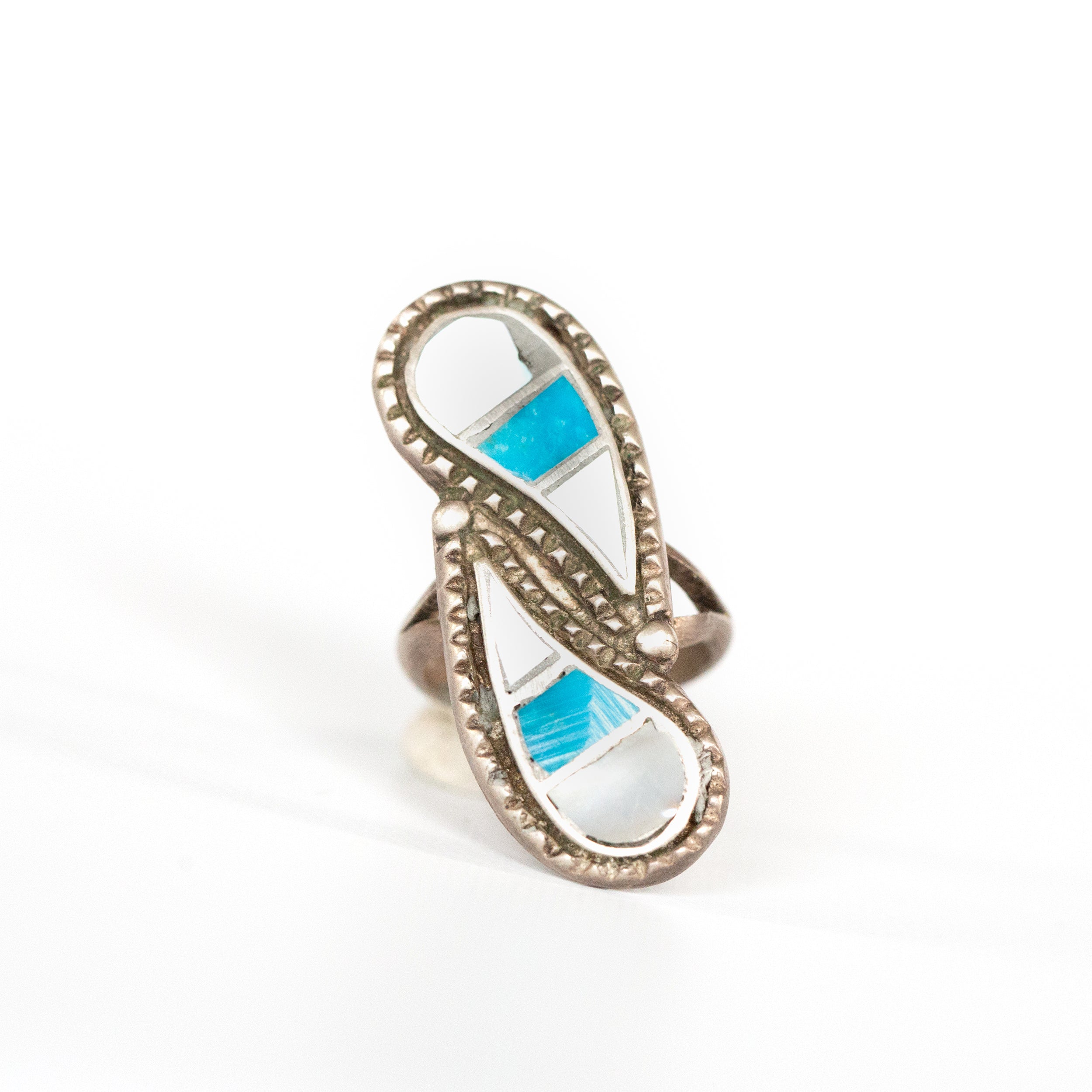 VINTAGE JEWELRY | STERLING WHITE & BLUE STONE RING (SIZE 5.5) - Westside Storey
