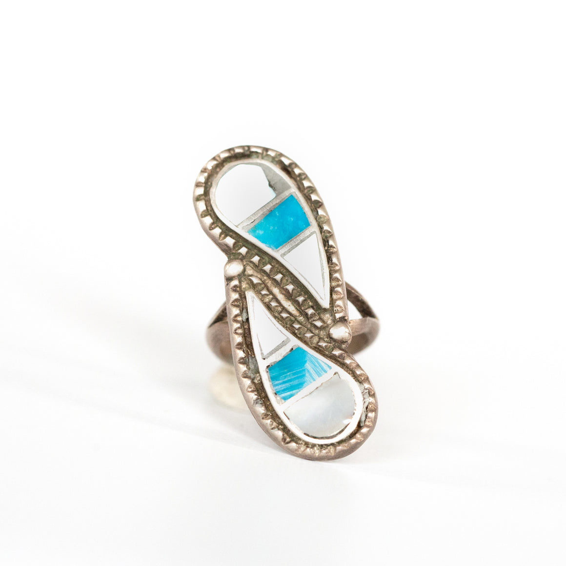 VINTAGE JEWELRY | STERLING WHITE & BLUE STONE RING (SIZE 5.5)