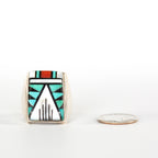 VINTAGE JEWELRY | ZUNI STERLING MULTI-ZONE MEN'S RING (SIZE 9.75) - Westside Storey