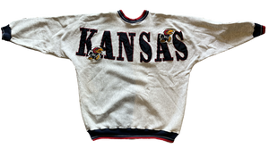 WESTSIDE STOREY VINTAGE | VINTAGE 90’S LEGENDS LARGE SPELLOUT KU JAYHAWKS SWEATSHIRT - Westside Storey