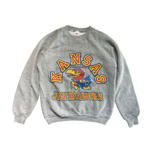 WESTSIDE STOREY VINTAGE | VINTAGE 90S KU JAYHAWKS GRAY TRI BLEND SWEATSHIRT - Westside Storey