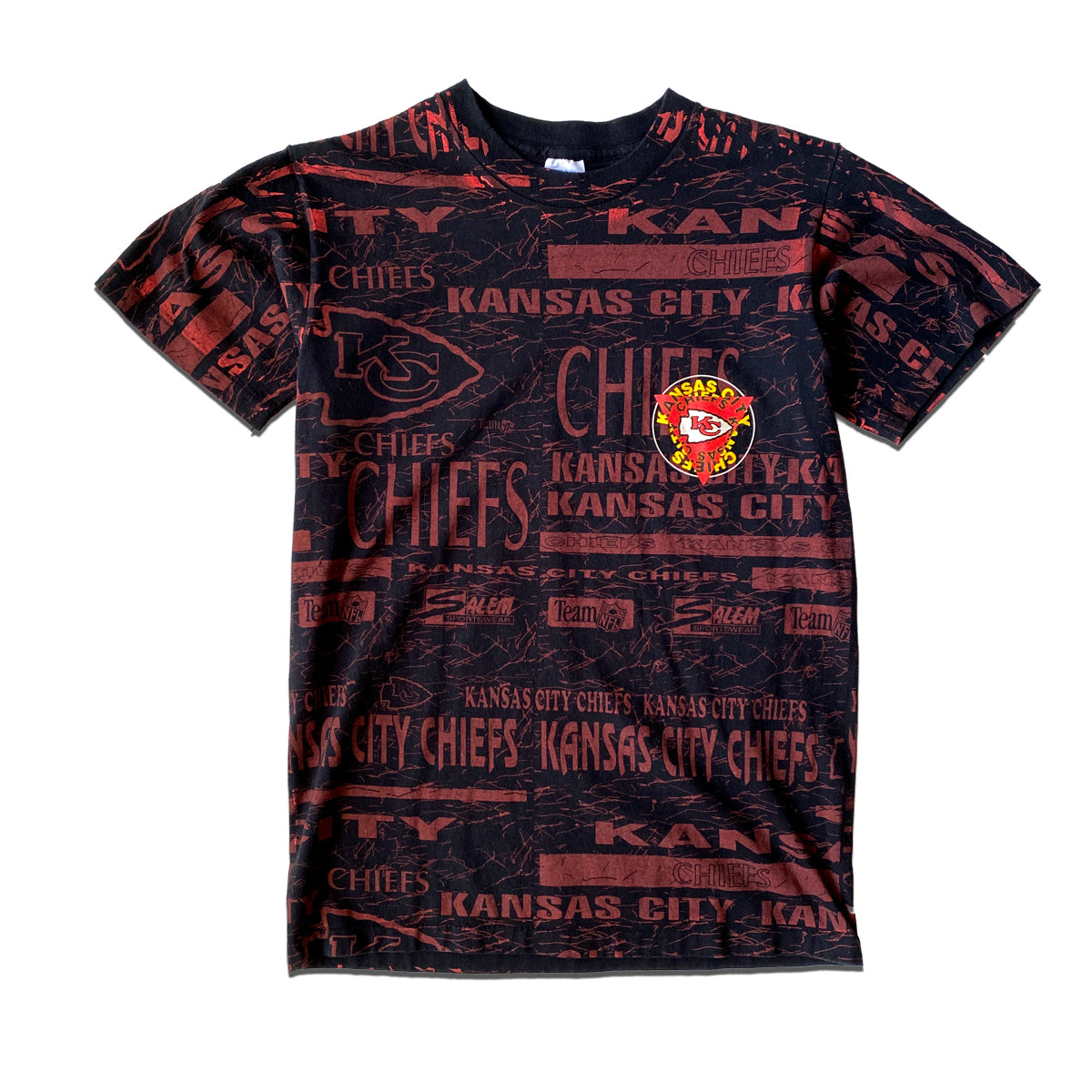 WESTSIDE STOREY VINTAGE | SALEM KC CHIEFS ALL OVER PRINT T-SHIRT - Westside Storey