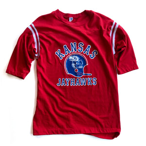 WESTSIDE STOREY VINTAGE | KANSAS JAYHAWKS FOOTBALL RAGLAN JERSEY - Westside Storey