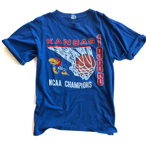 WESTSIDE STOREY VINTAGE | KANSAS JAYHAWKS 1988 NCAA CHAMPIONS T-SHIRT - Westside Storey