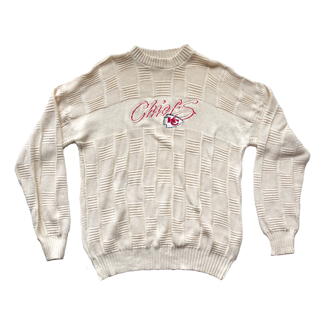 WESTSIDE STOREY VINTAGE | VINTAGE 90'S CABLE KNIT OVERSIZED CHIEFS SWEATER - Westside Storey