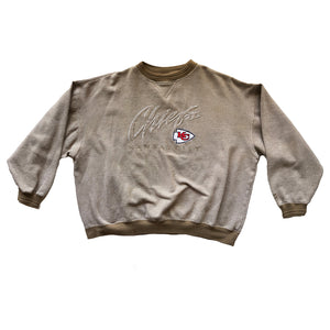 WESTSIDE STOREY VINTAGE | VINTAGE 90'S LEE SPORT SPECKLE TAN CHIEFS SCRIPT SWEATSHIRT - Westside Storey