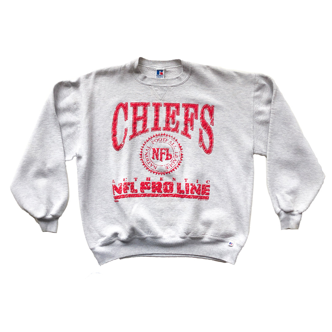 WESTSIDE STOREY VINTAGE | VINTAGE 90'S RUSSELL ASH GREY CHIEFS SWEATSHIRT - Westside Storey