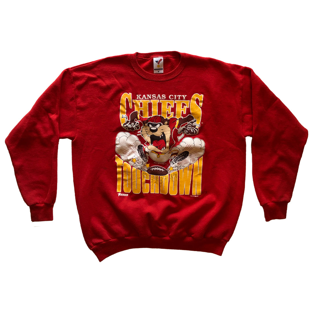 WESTSIDE STOREY VINTAGE | VINTAGE RARE 1990 TAZ TOUCHDOWN CHIEFS SWEATSHIRT - Westside Storey
