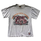 WESTSIDE STOREY VINTAGE | VINTAGE 90'S NUTMEG EMBROIDERED NFL CHIEFS ASH GREY T-SHIRT - Westside Storey