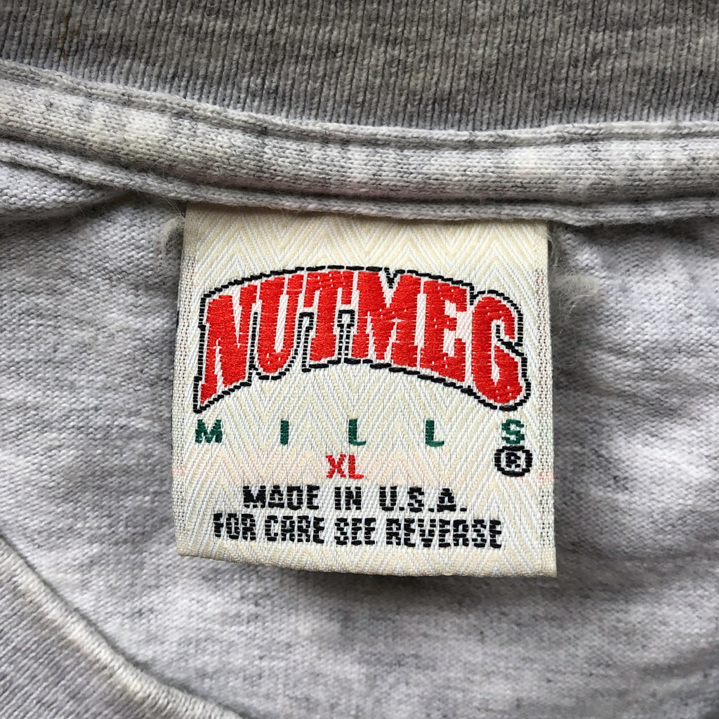 WESTSIDE STOREY VINTAGE | VINTAGE 90'S NUTMEG NFL PLAID PATCH CHIEFS ASH GREY T-SHIRT - Westside Storey