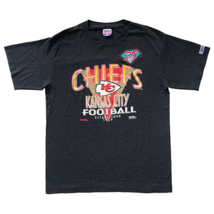 WESTSIDE STOREY VINTAGE | VINTAGE 90'S STRIPED CHIEFS BLACK T-SHIRT - Westside Storey