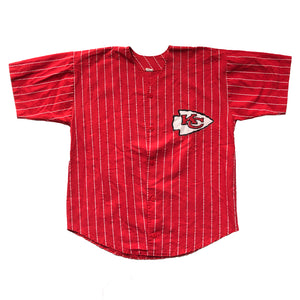 WESTSIDE STOREY VINTAGE | VINTAGE 90'S PINSTRIPE BASEBALL CHIEFS JERSEY FRONT-BACK SHIRT - Westside Storey