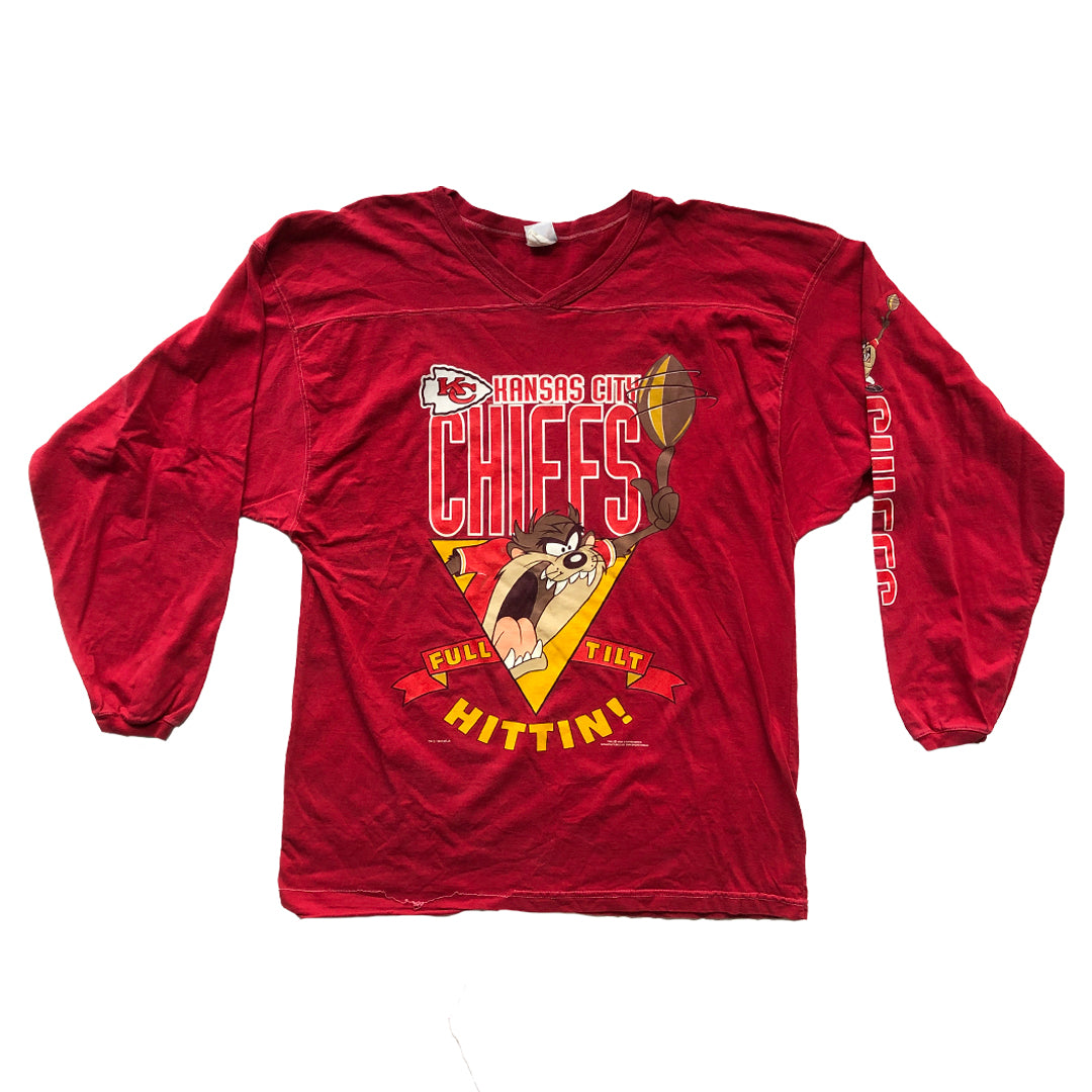 WESTSIDE STOREY VINTAGE  VINTAGE 90S TAZ CHIEFS JERSEY LONGSLEEVE TEE -  Westside Storey