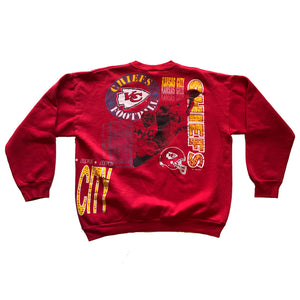 WESTSIDE STOREY VINTAGE | VINTAGE 90S ALLOVER PRINT RARE FRONT BACK HIT CHIEFS SWEATSHIRT - Westside Storey