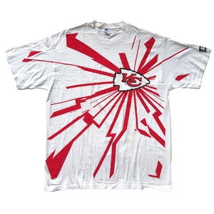 WESTSIDE STOREY VINTAGE | VINTAGE 90'S STARTER LIGHTNING BOLT ALL OVER CHIEFS T-SHIRT - Westside Storey