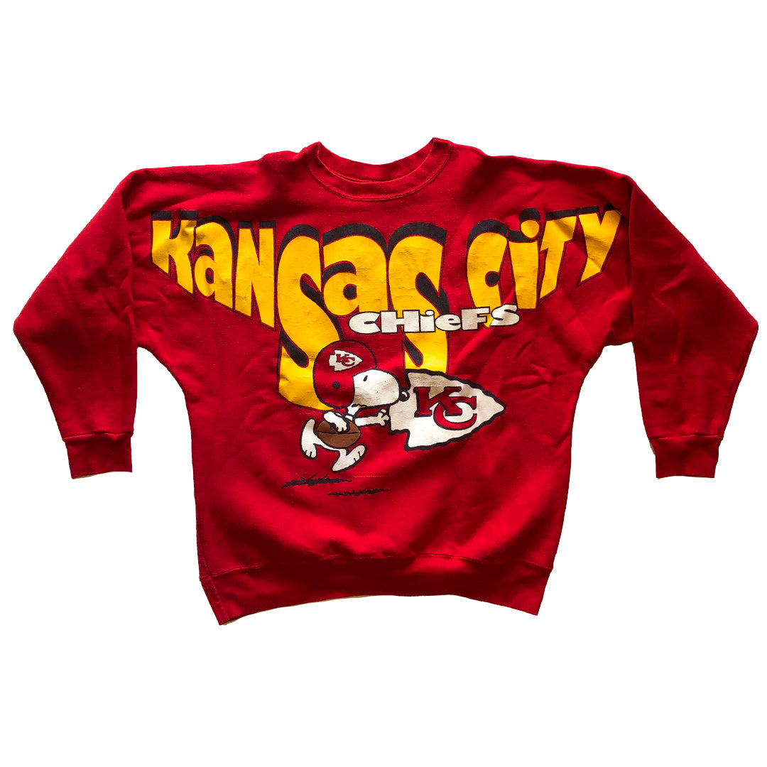 WESTSIDE STOREY VINTAGE | VINTAGE RARE SNOOPY CHIEFS SPELLOUT SWEATSHIRT - Westside Storey